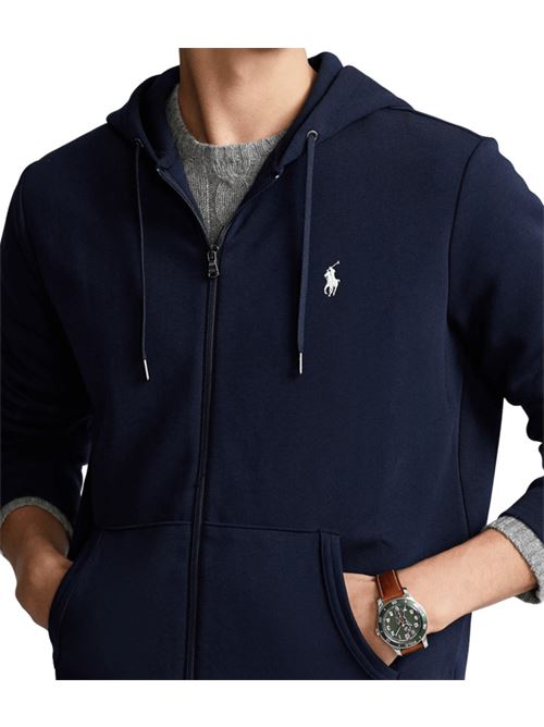 Felpa da uomo in misto cotone, con cappuccio e zip, colore blu navy POLO RALPH LAUREN | 710888282002